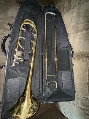 Andreas Eastman Tenor Trombone Brass Rotary F Valve, Case, Mouthpiece & Stand.