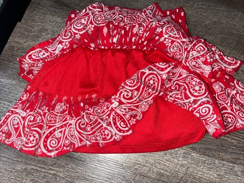 Justice Sz 7 Red Paisley Skort Skirt 4th Of July Shimmer Guc - Picture 5 of 5