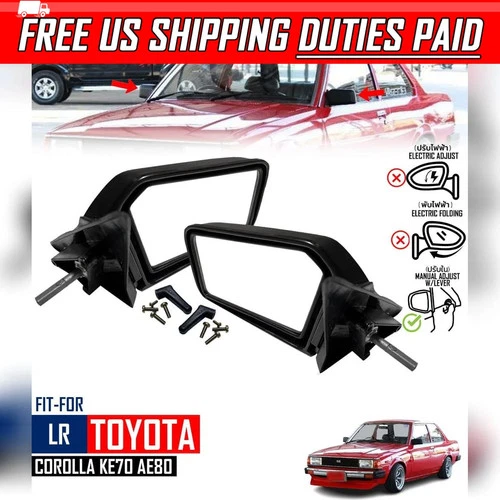 Side View Manual Adjust Mirrors Pair Fit Toyota Corolla 79-87 KE70 AE80 82 EE80