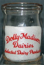 DOLLY MADISON DARIES Cottage Cheese A.C.L.  Half Pint Glass Jar Vintage 1930's