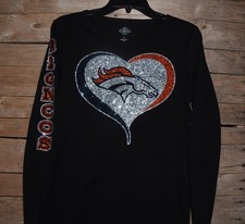 Broncos  rhinestone   short or long sleeved shirt sz XS S M L XL 1X 2X 3X 4X 5X