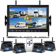 10.1" Wireless Monitor DVR 1080P Solar Magnetic Backup Camera For Truck Trailer