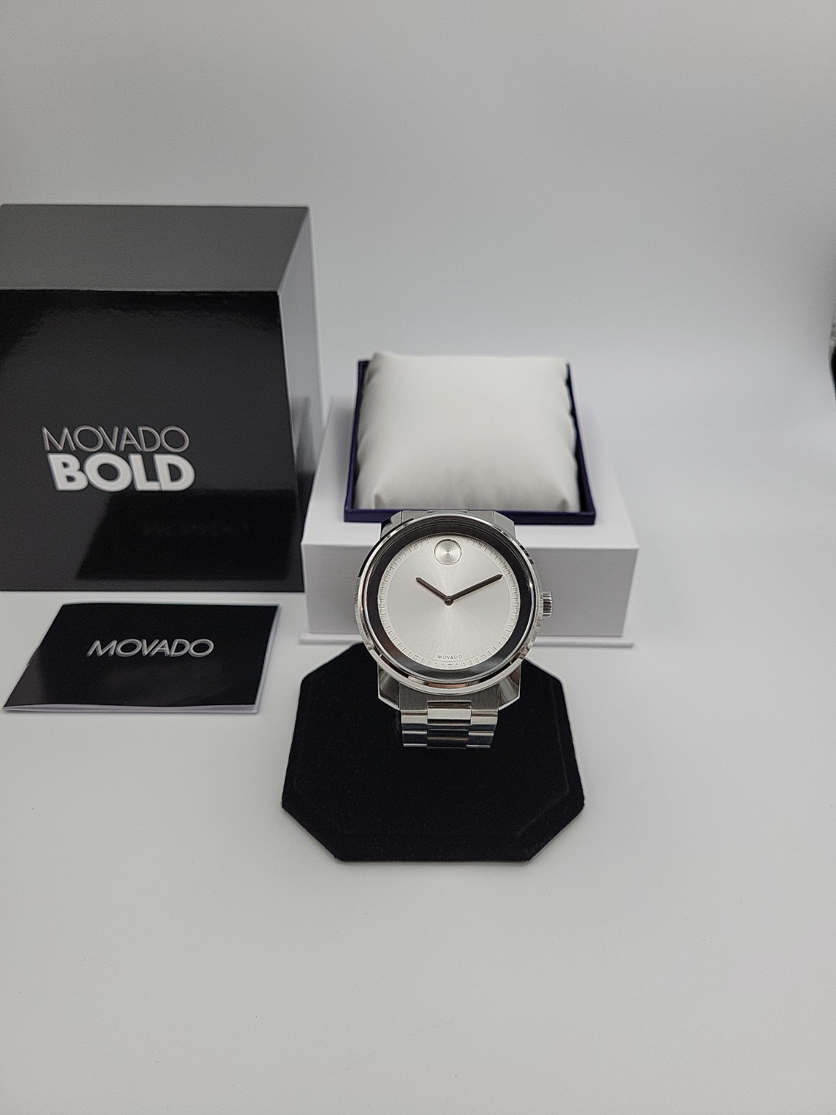 Movado Bold Mens Silver Dial Stainless Steel Watch 3600257 $795