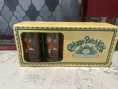 Vintage Cabbage Patch Kids 4 Glass Juice Set Wheaton Manor  NOS Sealed W/ Taffy!