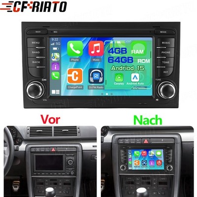 4+64GB Für Audi A4 S4 RS4 B6 B7 SEAT EXEO Carplay Android 15 Autoradio GPS Navi