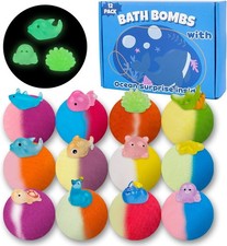 Bath Bombs for Kids, 12Pcs Bath Bombs with Surprise Toys Inside, Natural and Org