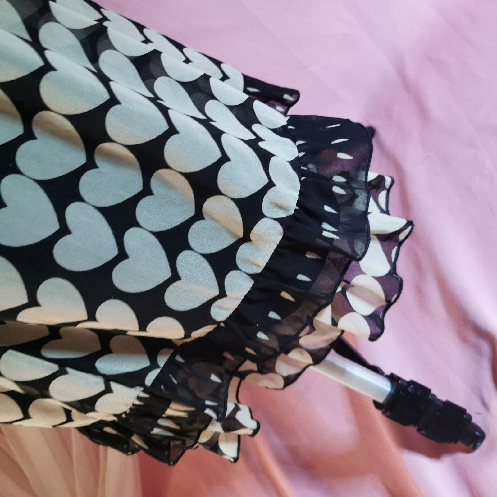 VALENTINO Abito chiffon cuore bianco nero civetta Gyaru Barbie Core Y2K Giappone Jfashion