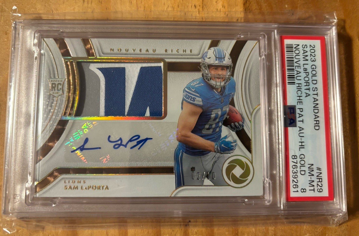 Sam LaPorta Panini Gold Standard Nouveau Riche Patch Autographs #NR29 Base