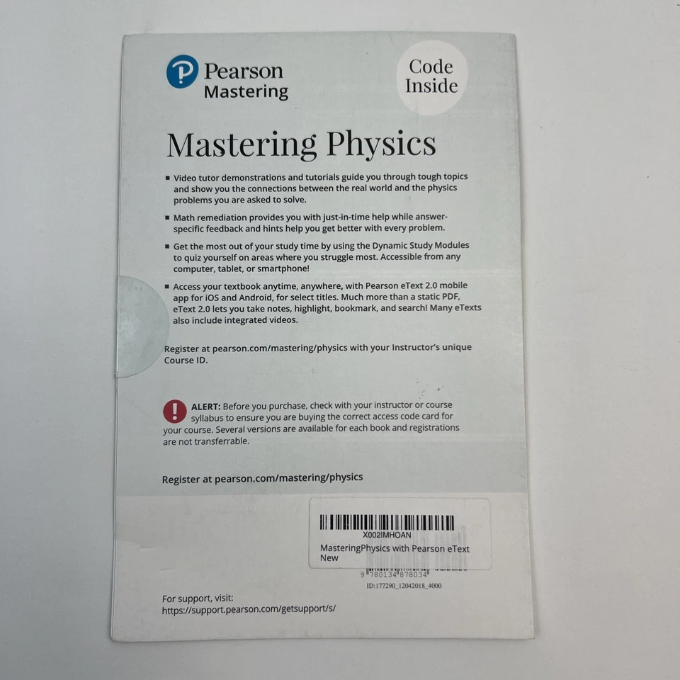 Pearson Mastering Physics College Physics 11/e Student Access Code Sealed - Image 3 of 4