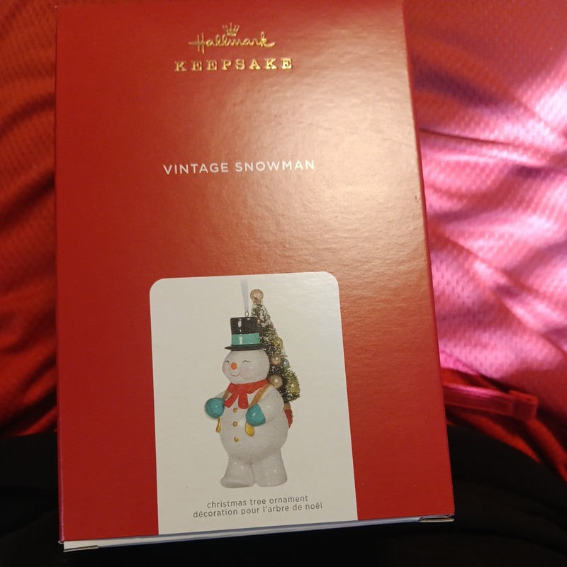 HALLMARK 2021 VINTAGE SNOWMAN PORCELAIN ORNAMENT