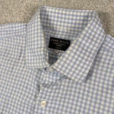 Emma Willis Dress Shirt Men 15.5 Blue Gingham Slim Fit Cotton Jermyn St London