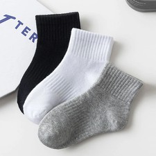 10pairs of children's socks, girls' classic black and white gray sports socks, s