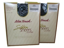Vintage Nice Touch Silky Sheer Pantyhose Off Black Lycra Nylons Sears 2 Pair F