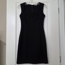 Banana Republic Womens Sleeveless Black Sheath Dress With Square Neckline Sz 4