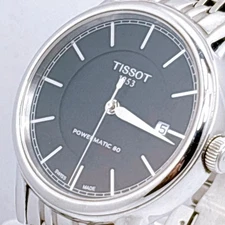 TISSOT Powermatic 80 T085407A Automatic Men's Watch Silver Black Dial