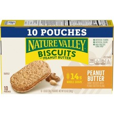 Nature Valley Peanut Butter Snack Bars Biscuit Sandwiches, 10 Ct 13.5 oz