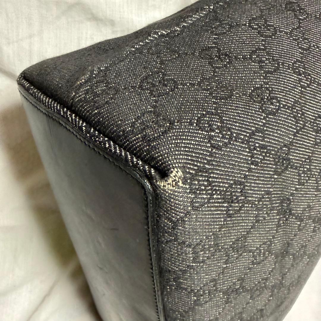GUCCI Tote Bag Black GG Pattern Bucket Style Authentic Vintage Leather thumbnail 9