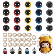 16mm Safety Eyes, 20Pcs Realistic Doll Crocheting Safety Eyes Multicolored