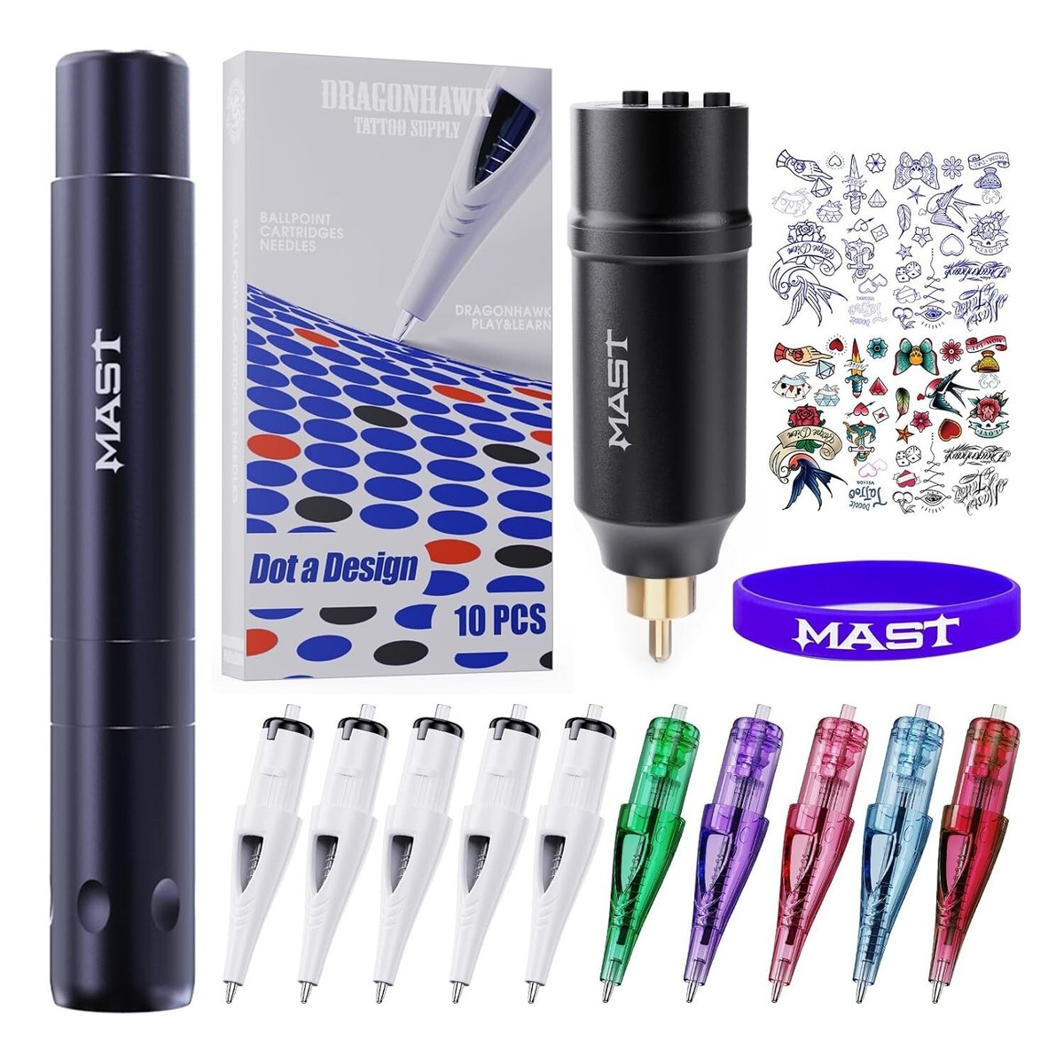 Mast Tattoo Kit Tour Air Wireless Tattoo Pen Machine Gun Kit