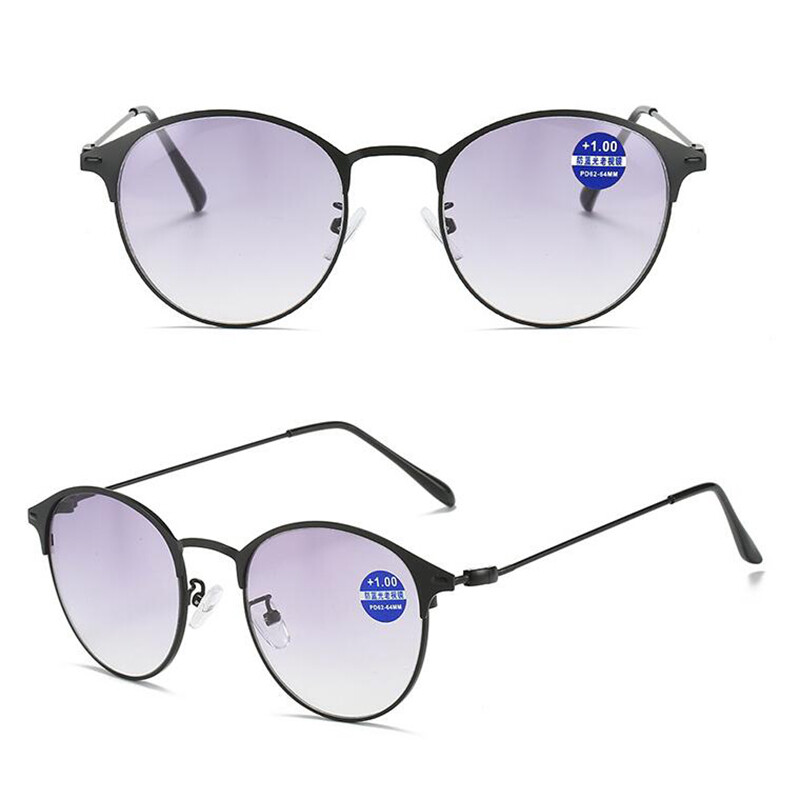 Bifocal Tinted Reading Glasses For Men Women Round Retro Outdoor