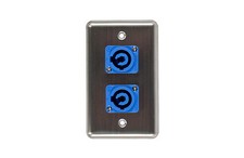 OSP Stainless Steel Duplex Wall Plate with 2 Powercon A Blue Connectors