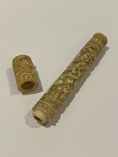 Antique Chinese Canton Carved Needle Case, decorated with Dragon. Circa 1860 - Bild 6 von 10