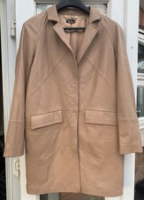 F&f Vintage Ladies Brown Soft Leather Jacket Coat Uk12 Eu40 C38” L37” Excellent