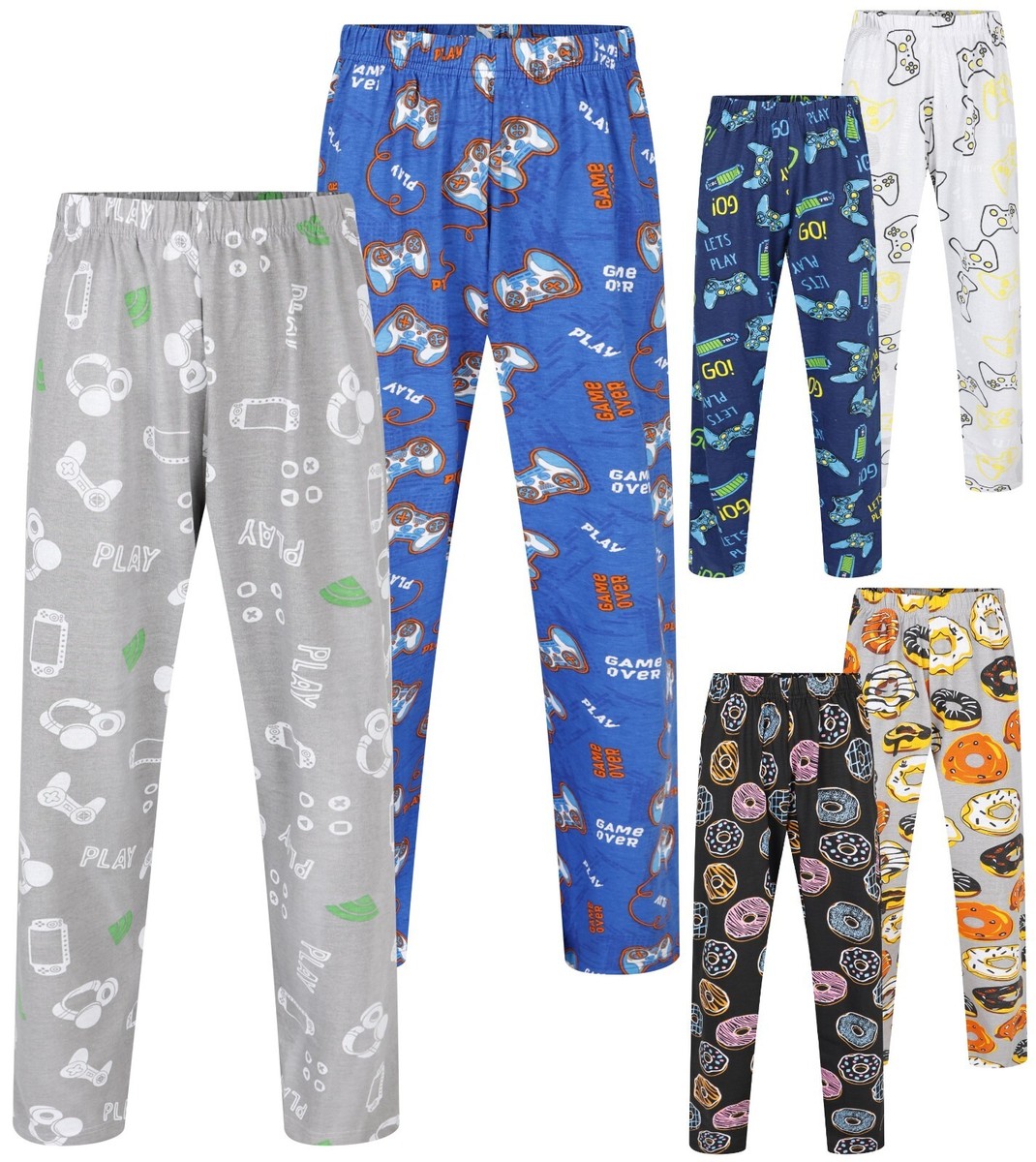 Boys Pack Pyjama Bottoms Gamer Fun Novelty Lounge Sleep Pants - Main Image