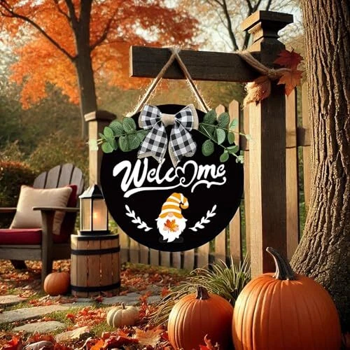 Interchangeable Welcome Sign for Front Door - 12 Inches Seasonal Gnome Decor -  - Image 2 of 4