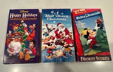 3 Disney VHS Lot Happy Holidays Darkwing Duck, WD Christmas & Mickey & Beanstalk