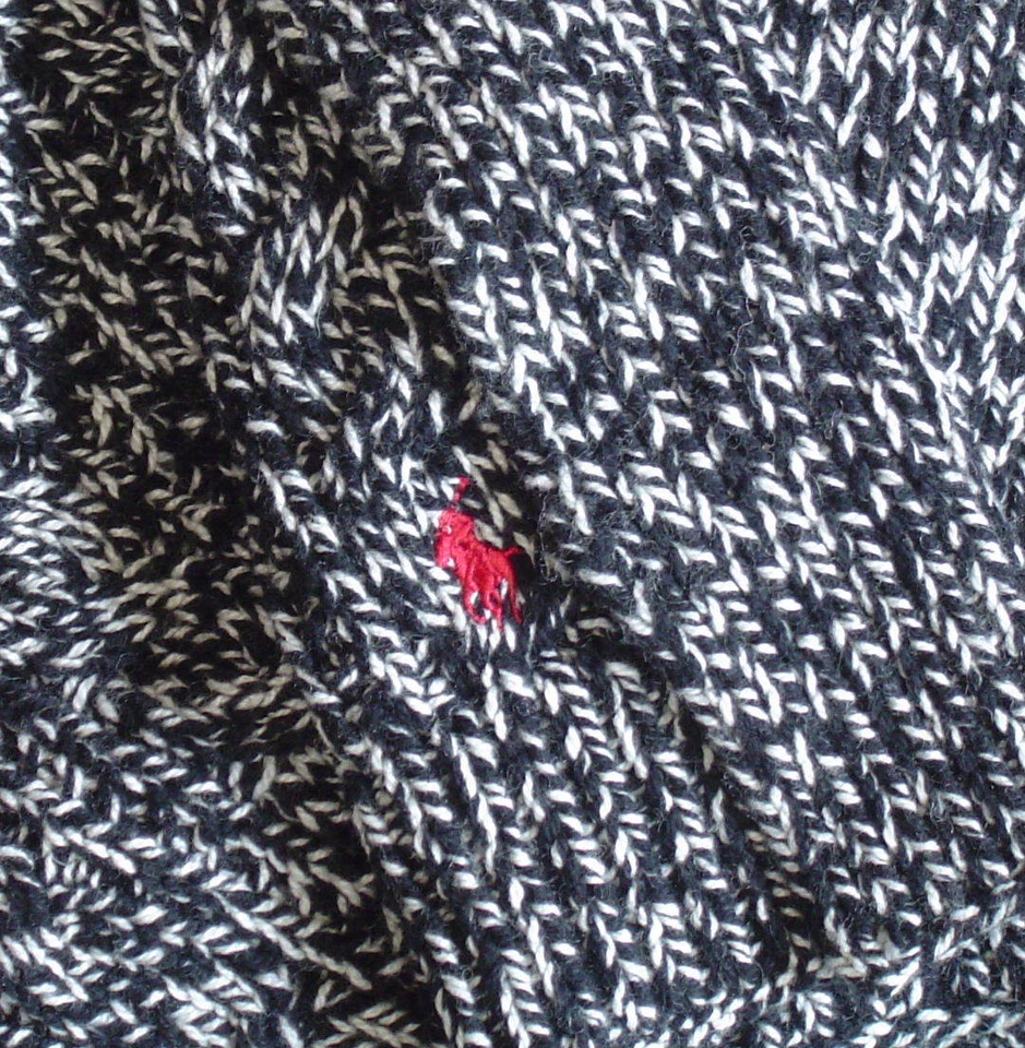 NUEVO CON ETIQUETAS $55 RALPH LAUREN Niñas 4 SUÉTER ENCOGERSE DE HOMBROS Negro Crema Algodón Poliéster Lana Foto 2 de 3