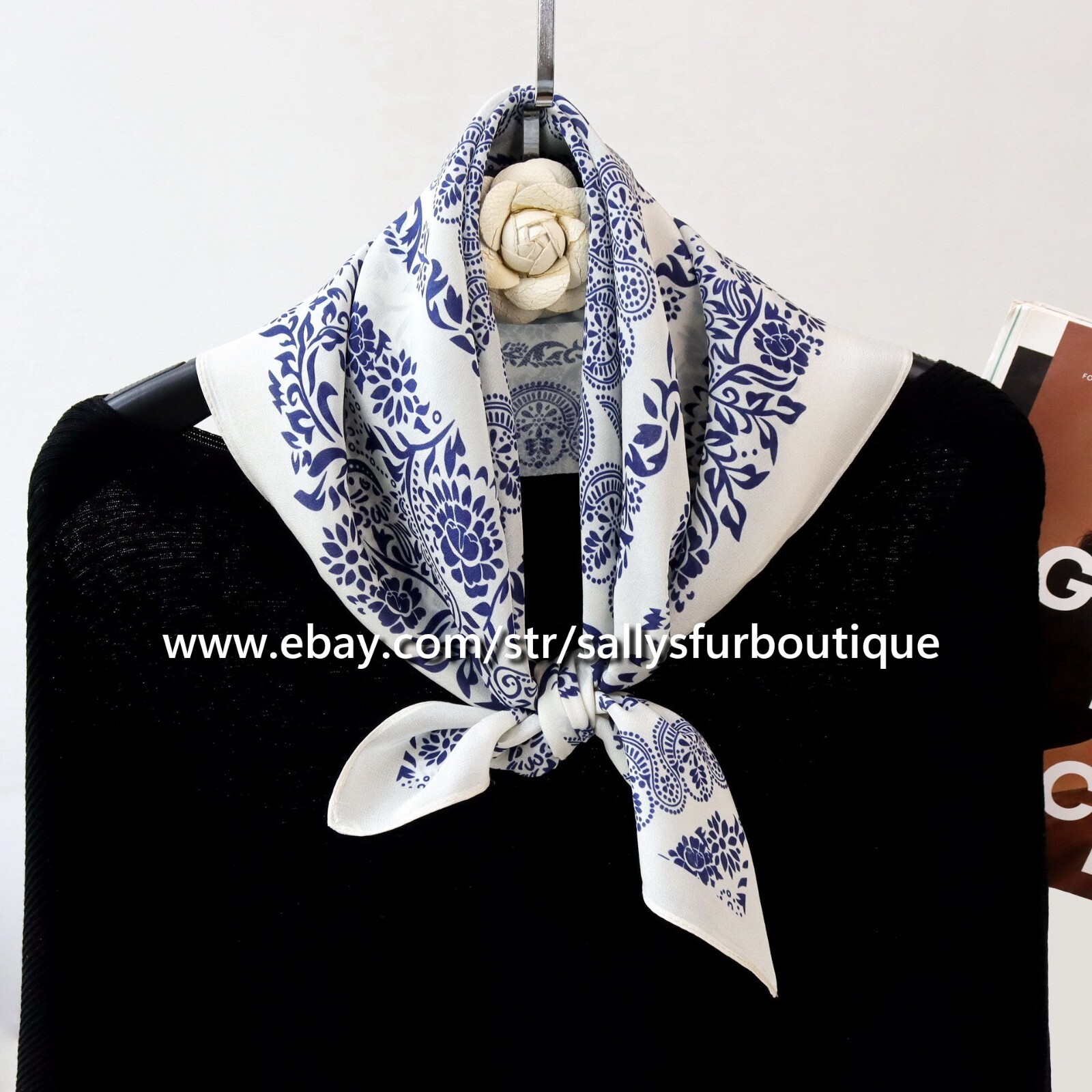 Sallys Boutique Vintage Print Chiffon Silk Bandanna Scarf 68cm Hair Necktie