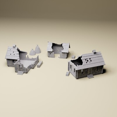 #ad Destroyed East Front Rural Russian Village 28mm 20mm or 15mm Scale WWII $60.90