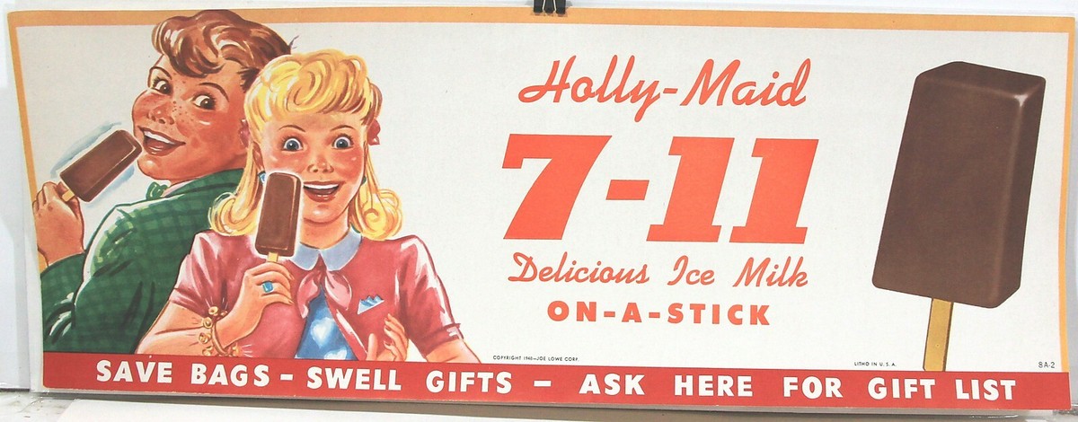 1948 Advertising Poster for Holly-Maid 7-11 Delicious Ice Milk on