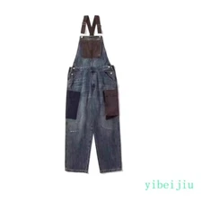 Suspender Retro Workwear Overalls Men's Women's Patchwork Jeans Jumpsuit Vintage
