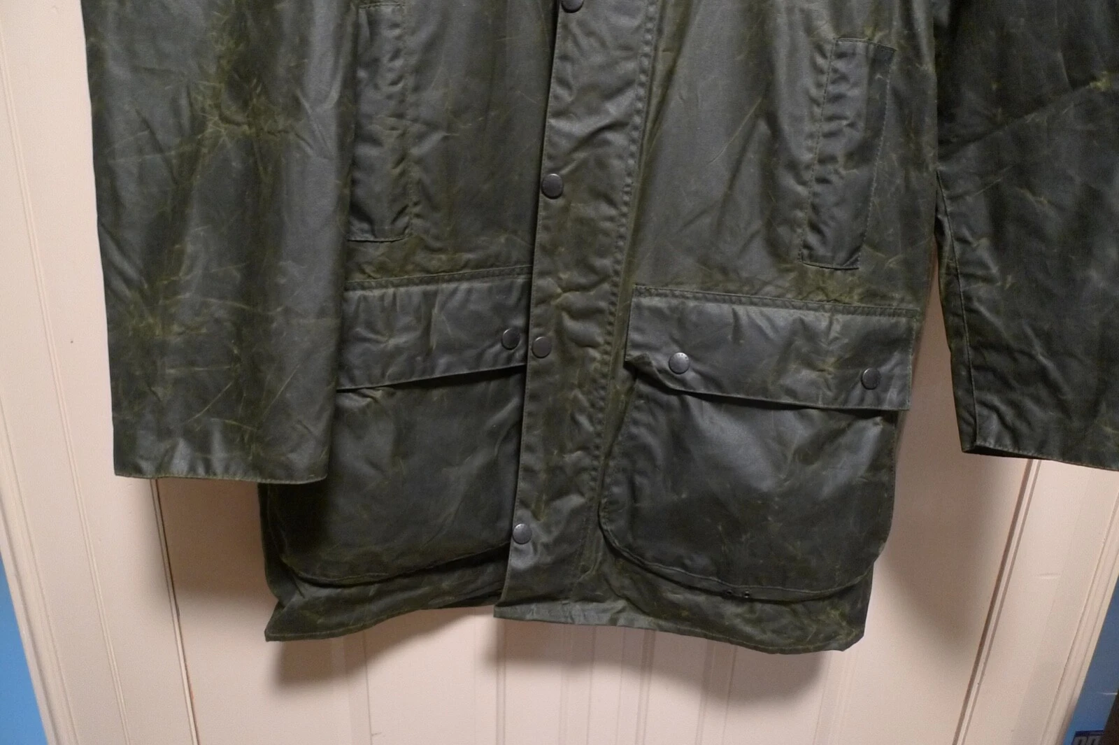BARBOUR- A200 BORDER WAX COTTON JACKET - SAGE - MADE @ UK - EXCELLENT - 48 image 12