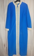 Vintage Sears At Home Wear Day Dress Size 18 XL Blue Patio Robe Gown Mod Groovy