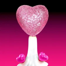 LARGE PINK GLITTER VALENTINE HEART TOPPER & 2 Bulbs for Ceramic Christmas Trees