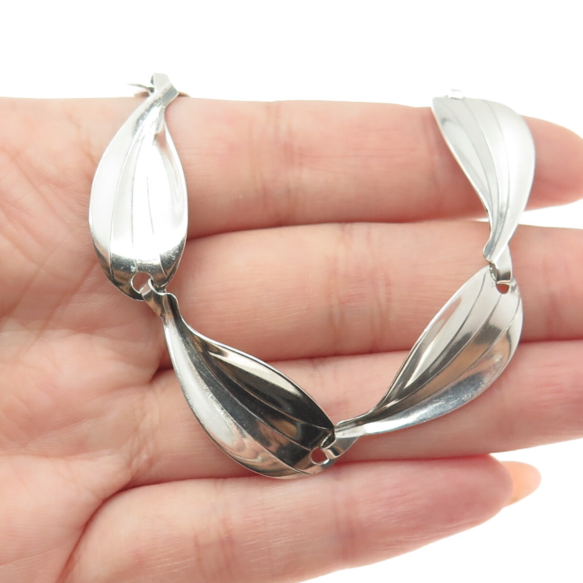 HERMANN SIERSBOL 925S Sterling Silver Vintage Denmark Petal Chain