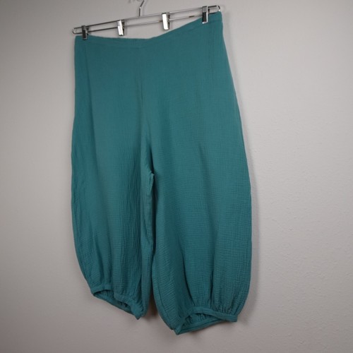 Bryn Walker Cropped Pants Women's Plus Size 3X Green Blue Balloon Leg Cotton - Picture 4 of 10