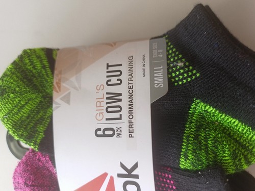 Reebok Performance Low Cut 6 Pack Multiclr Socks Girls Shoe Sz 4-8 Sock Sz 5-6.5 - Picture 3 of 8