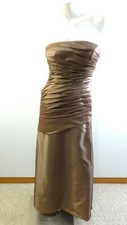 MORI LEE WOMEN'S TAUPE BROWN POLYESTER RUCHED TOP FORMAL GOWN SIZE 6