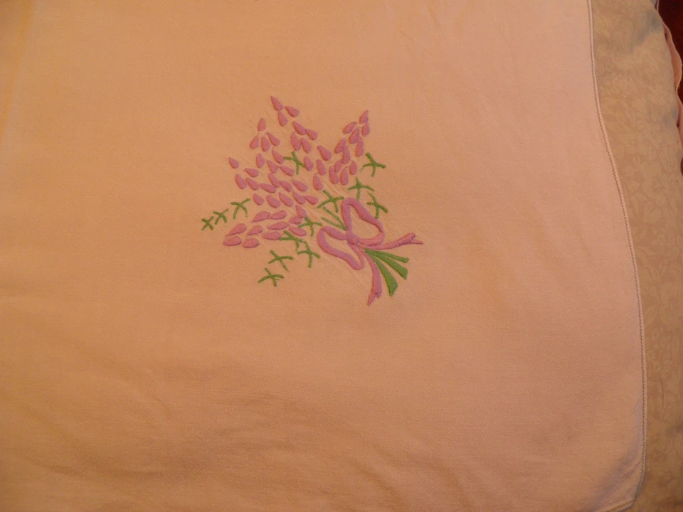 51inch Square Handmade White Linen with Flower Embroidery Tablecloth  - Image 2 of 4