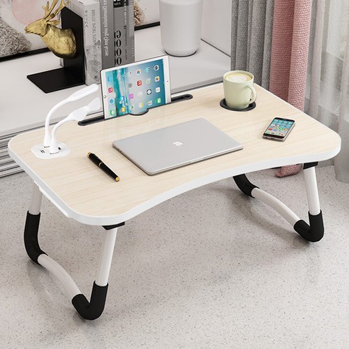 Portable Laptop Table with USB Ports Cup Holder Portable Bed Sofa Tray Lap Desk - Picture 44 of 49