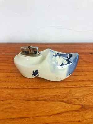 Father's day, birthday, Deflt Blue Dutch clogg lighter (windmill theme, 1920s) h