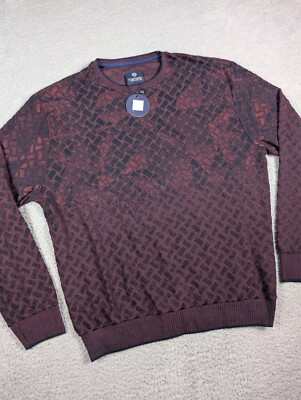 Marcello Sport Sweater Mens Medium Knit Geometeric Crewneck Pullover