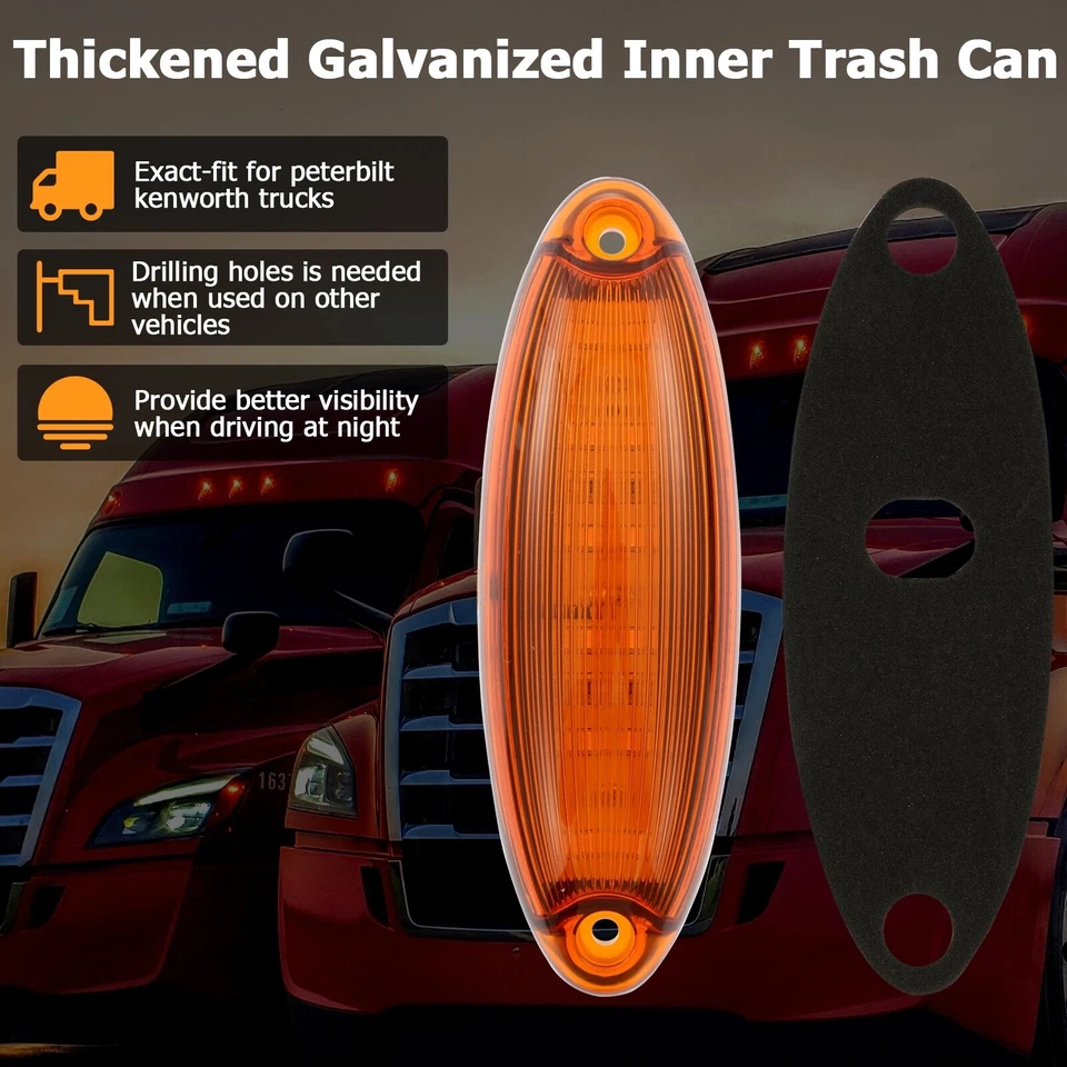 5 желтых светодиодных габаритных огней для кабины с поднятой крышей для Western Star 4700 4800 4900 - Изображение 2 из 4