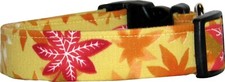 Autumn Leaves on Maize Custom Handmade Dog Collar