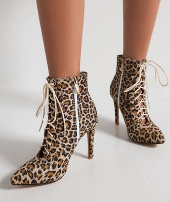 Women Side Zipper Lace Up Fashion High Slim Heel Pointed Toe Sandals Boots