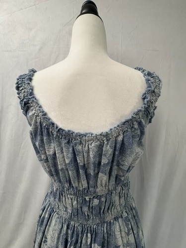 American Eagle Short Sundress Women's Size Medium Blue w Floral Pattern Pockets - Picture 7 of 22
